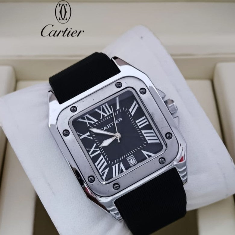 CARTIER SANTOS RUBBER STRAP NEW DESIGN HIGH QUALITY MACHINE WATER RESISTANT | CARTIER S 155572