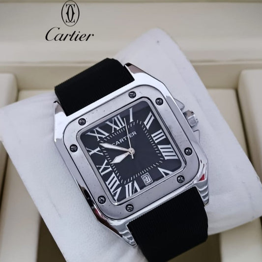 CARTIER SANTOS RUBBER STRAP NEW DESIGN HIGH QUALITY MACHINE WATER RESISTANT | CARTIER S 155572
