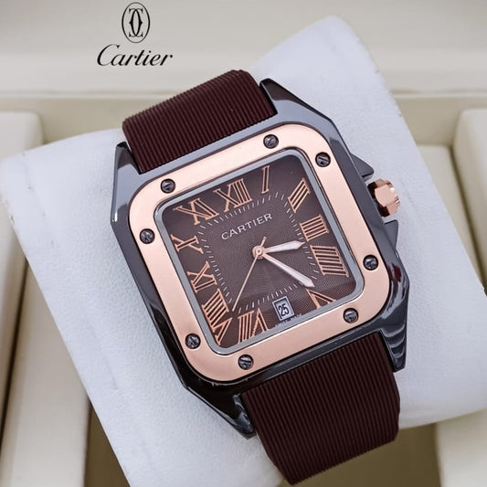 CARTIER SANTOS RUBBER STRAP NEW DESIGN HIGH QUALITY MACHINE WATER RESISTANT | CARTIER S 155573