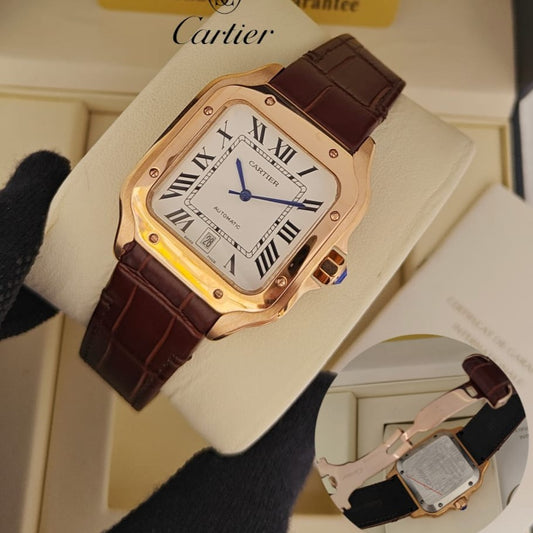 LUXURY CARTIER SANTOS DE VERY EXCLUSIVE LEATHER STRAP SLIM FIT AUTOMATIC SWIP MOVEMENT | CARTIER SANTOS 13355773