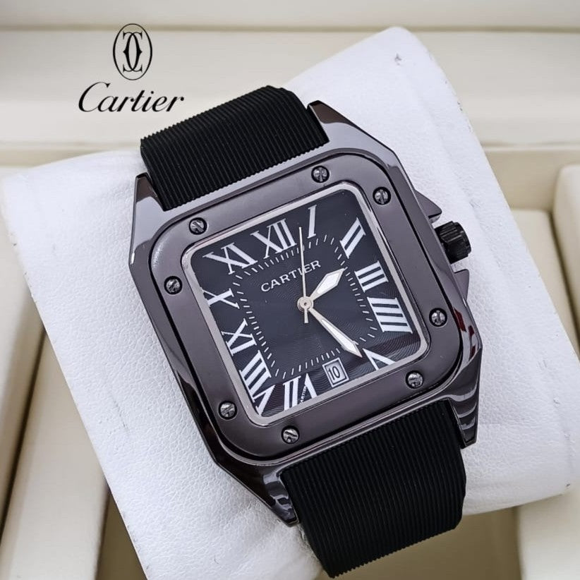 CARTIER SANTOS RUBBER STRAP NEW DESIGN HIGH QUALITY MACHINE WATER RESISTANT | CARTIER S 155574