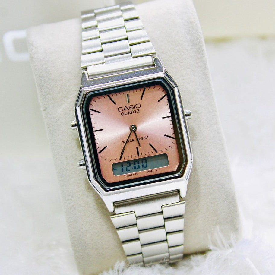 NEW CASIO DUAL TIME WATCH STAINLESS STEEL WATER PROOF NOW ALL HERE IN OMAN || CASIO DT 1511197