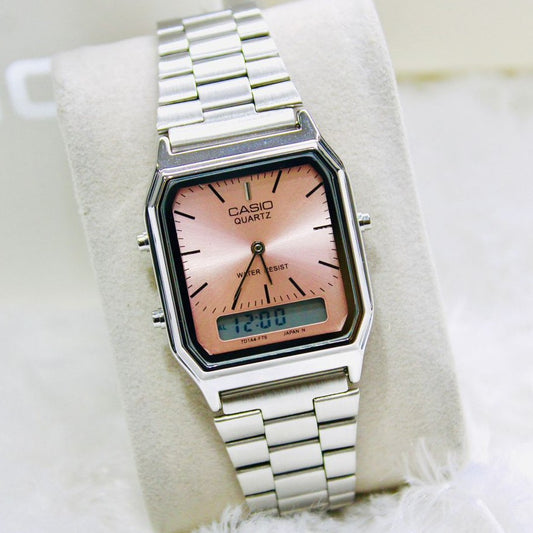 NEW CASIO DUAL TIME WATCH STAINLESS STEEL WATER PROOF NOW ALL HERE IN OMAN || CASIO DT 1511197