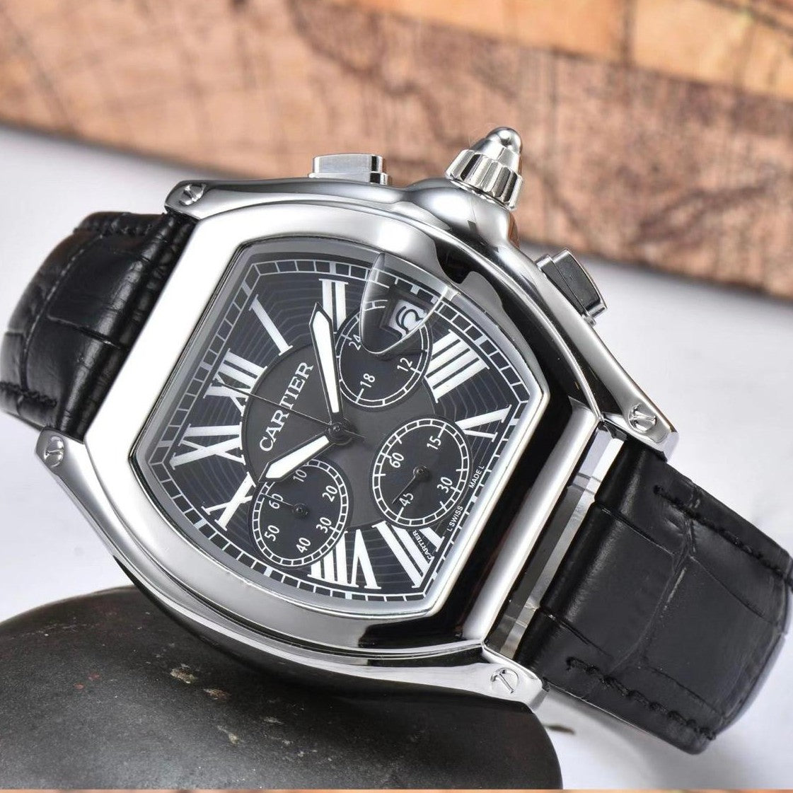 CARTIER ROADSTER CHRNOGRAPH OVAL SHAPE MOST DEMANDING WATCH NOW ALLOVER IN OMAN | CARTIER ROADSTER 1555737