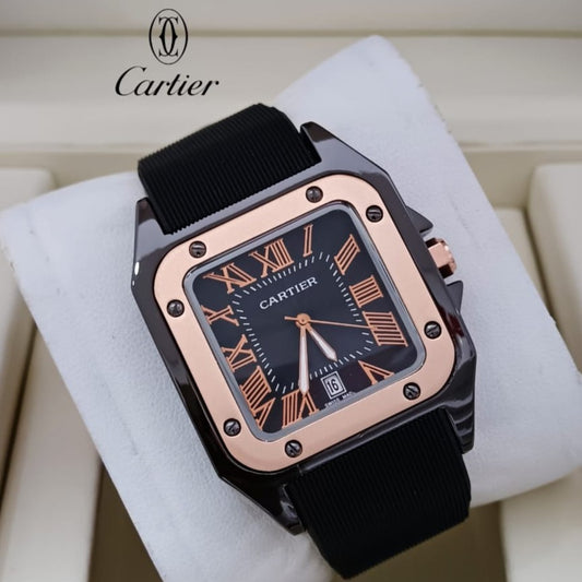 CARTIER SANTOS RUBBER STRAP NEW DESIGN HIGH QUALITY MACHINE WATER RESISTANT | CARTIER S 155575