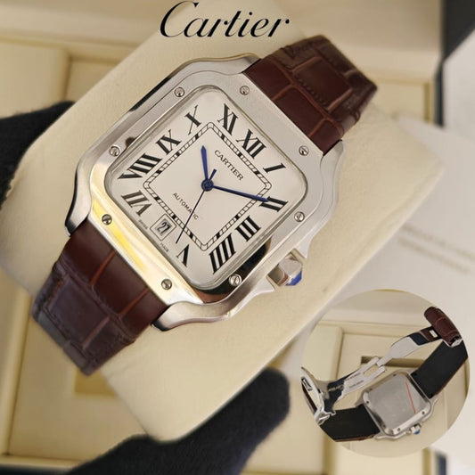 LUXURY CARTIER SANTOS DE VERY EXCLUSIVE LEATHER STRAP SLIM FIT AUTOMATIC SWIP MOVEMENT | CARTIER SANTOS 13355775