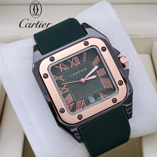 CARTIER SANTOS RUBBER STRAP NEW DESIGN HIGH QUALITY MACHINE WATER RESISTANT | CARTIER S 155576