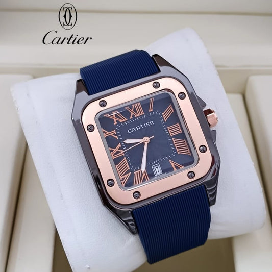 CARTIER SANTOS RUBBER STRAP NEW DESIGN HIGH QUALITY MACHINE WATER RESISTANT | CARTIER S 155578