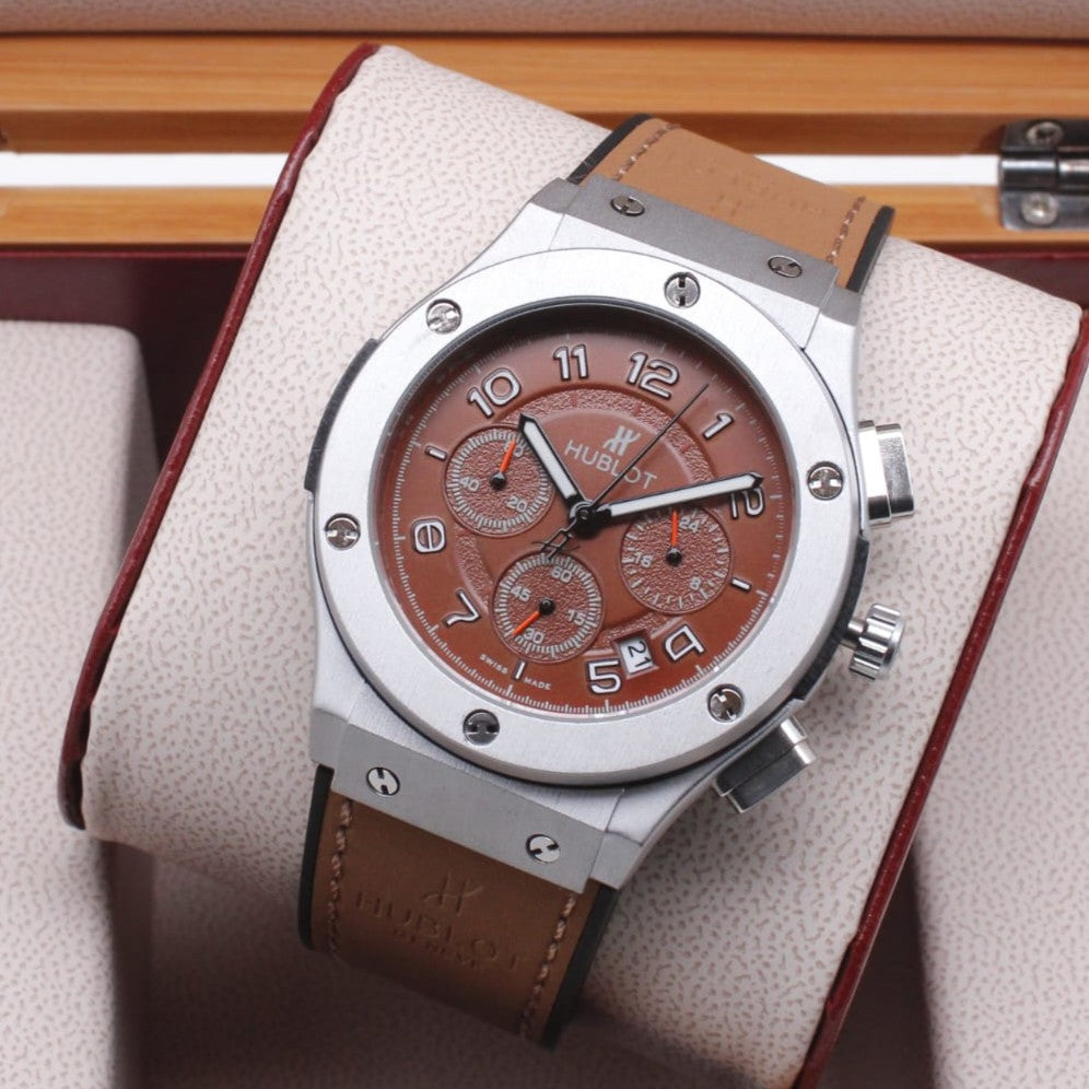 HUBLOT WATCH WITH FULL CHRNOGRAPH ACTIVE CALSP LOCK VERY STYLISH NOW ALL OVER IN OMAN FREE DELIVERY | HUBLOT CHRNO 155586