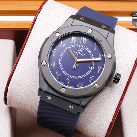 HUBLOT THE PREMIUM QUALITY WATCH JUST ARRIVED WITH 1 YEAR SERVICE WARRANTY| HUBLOT MEN 7534