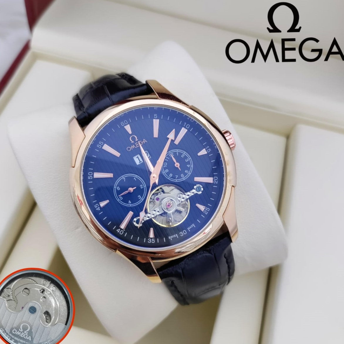 LUXURY  OMEGA AUTOMATIC  WATCH WITH LEATHER STRAP  | OMEGA MECHANICAL 5551