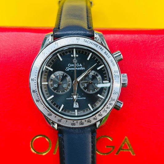 OMEGA SEAMASTER CHRNOGRAPH WITH LEAHTER STRAP .. STYLISH BUCKLE CLASP LOCK | OMEGA CHRNO 155779