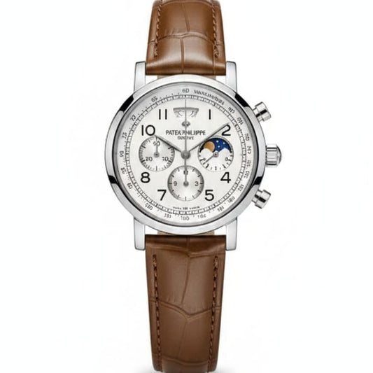 PATEK PHILIPPE WITH CHRNOGRAPH ACTIVE WITH LEATHER STRAP| PATEK LEATHER 155571