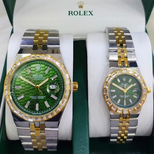 ROLEX LAND DWELLER STONE  COUPLE WATCH WITH BIG DISCOUNT WITH COUPLE ROLEX BOX| ROLEX COUPLE STONE 15559110