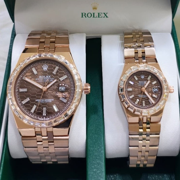 ROLEX LAND DWELLER STONE  COUPLE WATCH WITH BIG DISCOUNT WITH COUPLE ROLEX BOX| ROLEX COUPLE STONE 15559111