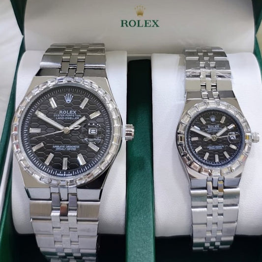 ROLEX LAND DWELLER STONE  COUPLE WATCH WITH BIG DISCOUNT WITH COUPLE ROLEX BOX| ROLEX COUPLE STONE 15559113