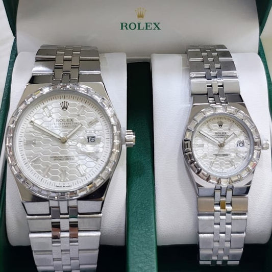 ROLEX LAND DWELLER STONE  COUPLE WATCH WITH BIG DISCOUNT WITH COUPLE ROLEX BOX| ROLEX COUPLE STONE 15559114