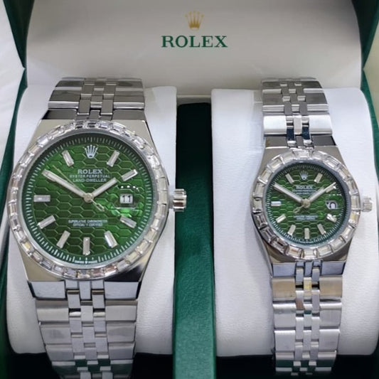 ROLEX LAND DWELLER STONE  COUPLE WATCH WITH BIG DISCOUNT WITH COUPLE ROLEX BOX| ROLEX COUPLE STONE 15559115