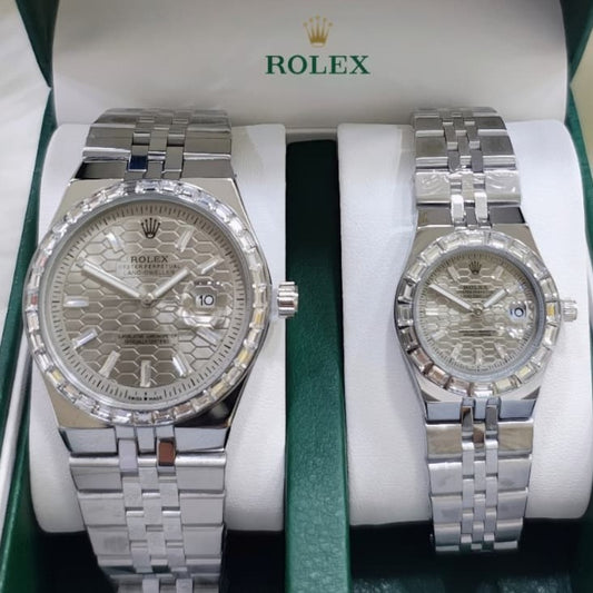 ROLEX LAND DWELLER STONE  COUPLE WATCH WITH BIG DISCOUNT WITH COUPLE ROLEX BOX| ROLEX COUPLE STONE 15559116