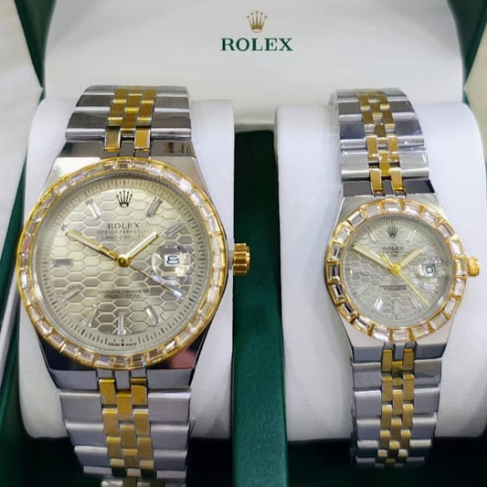 ROLEX LAND DWELLER STONE  COUPLE WATCH WITH BIG DISCOUNT WITH COUPLE ROLEX BOX| ROLEX COUPLE STONE 15559118