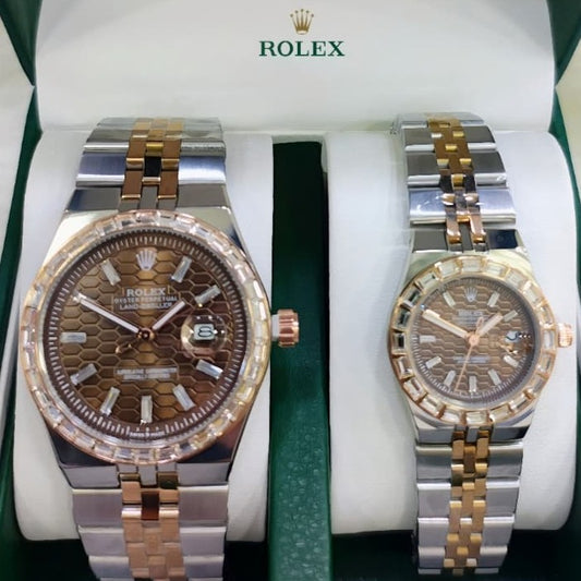 ROLEX LAND DWELLER STONE  COUPLE WATCH WITH BIG DISCOUNT WITH COUPLE ROLEX BOX| ROLEX COUPLE STONE 15559119