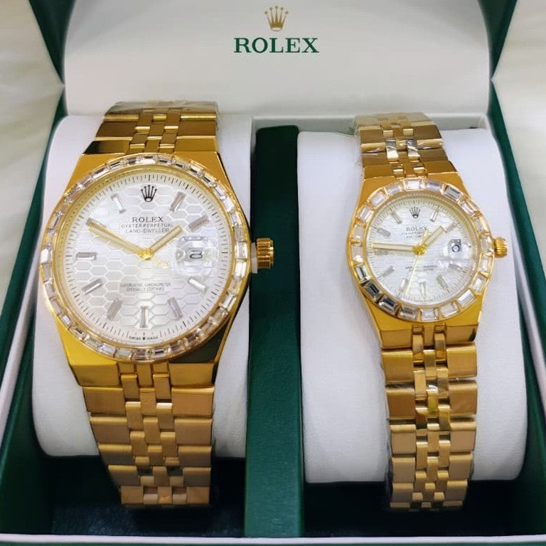 ROLEX LAND DWELLER STONE  COUPLE WATCH WITH BIG DISCOUNT WITH COUPLE ROLEX BOX| ROLEX COUPLE STONE 15559192