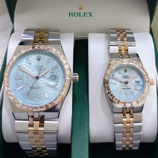 ROLEX LAND DWELLER STONE  COUPLE WATCH WITH BIG DISCOUNT WITH COUPLE ROLEX BOX| ROLEX COUPLE STONE 15559120