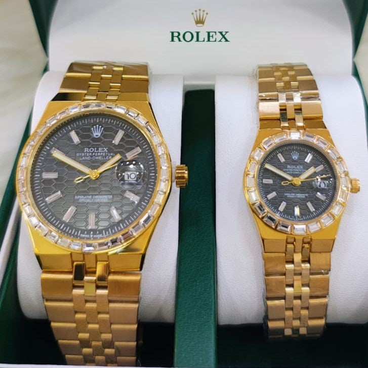 ROLEX LAND DWELLER STONE  COUPLE WATCH WITH BIG DISCOUNT WITH COUPLE ROLEX BOX| ROLEX COUPLE STONE 15559193