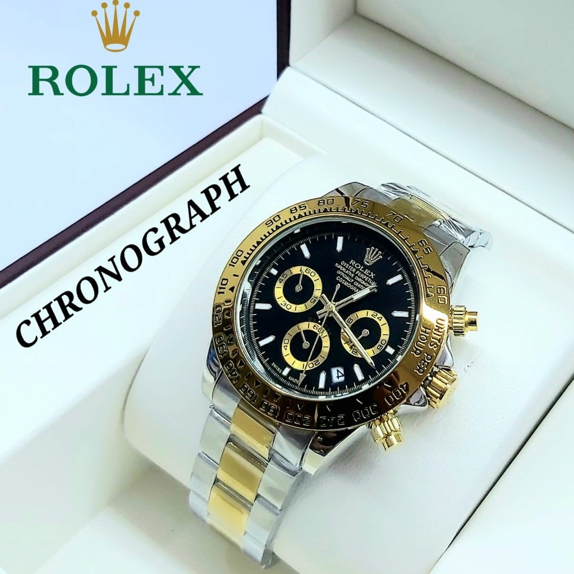 ROLEX DAYTONA NEW ARRIVAL FULL CHRNOGRAPH METAL BODY COLOUR GUARANTEED NOW AVAILABLE  ALLOVER IN  OMAN | ROLEX DAYTONA 197779792
