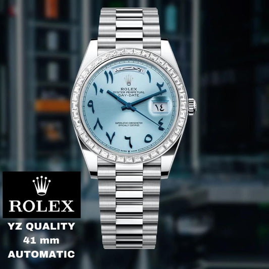 LUXURY ROLEX DAY DATE FULLY STAINLESS STEEL WITH FULL ORIGINAL ROLEX BOX|ROLEX DAY DATE 123342