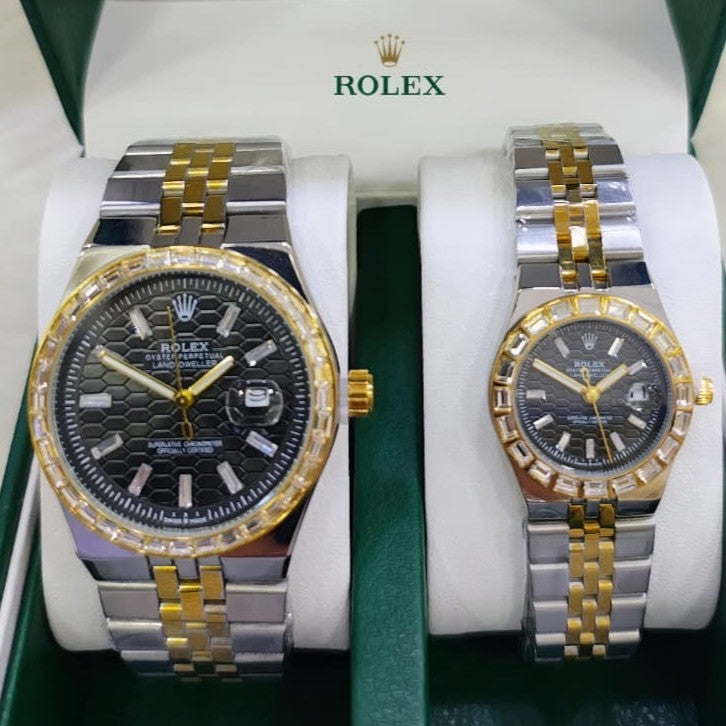 ROLEX LAND DWELLER STONE  COUPLE WATCH WITH BIG DISCOUNT WITH COUPLE ROLEX BOX| ROLEX COUPLE STONE 15559194