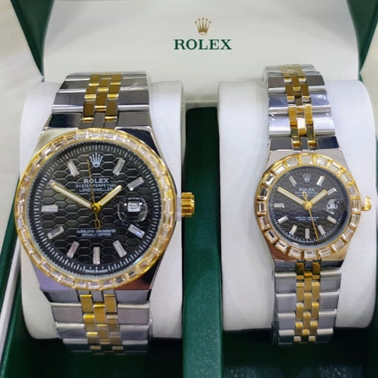 ROLEX LAND DWELLER STONE  COUPLE WATCH WITH BIG DISCOUNT WITH COUPLE ROLEX BOX| ROLEX COUPLE STONE 15559194