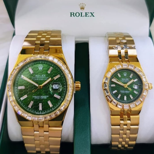 ROLEX LAND DWELLER STONE  COUPLE WATCH WITH BIG DISCOUNT WITH COUPLE ROLEX BOX| ROLEX COUPLE STONE 15559195