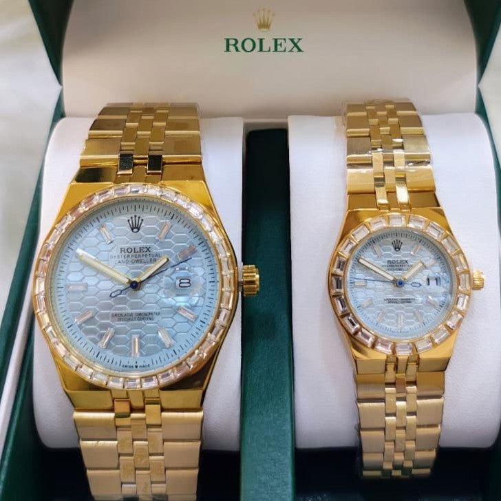 ROLEX LAND DWELLER STONE  COUPLE WATCH WITH BIG DISCOUNT WITH COUPLE ROLEX BOX| ROLEX COUPLE STONE 15559198