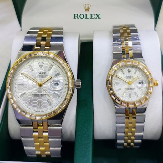 ROLEX LAND DWELLER STONE  COUPLE WATCH WITH BIG DISCOUNT WITH COUPLE ROLEX BOX| ROLEX COUPLE STONE 15559191