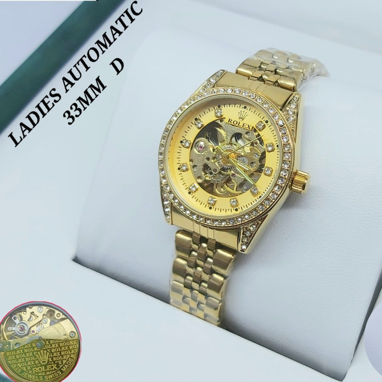 LUXURY ROLEX LADIES FULL AUTOMATIC STAINLESS STEEL COLOUR GUARANTEED ORIGINAL BOX NOW ALLOVER IN OMAN | ROLEX AUTOMATIC L 1555335