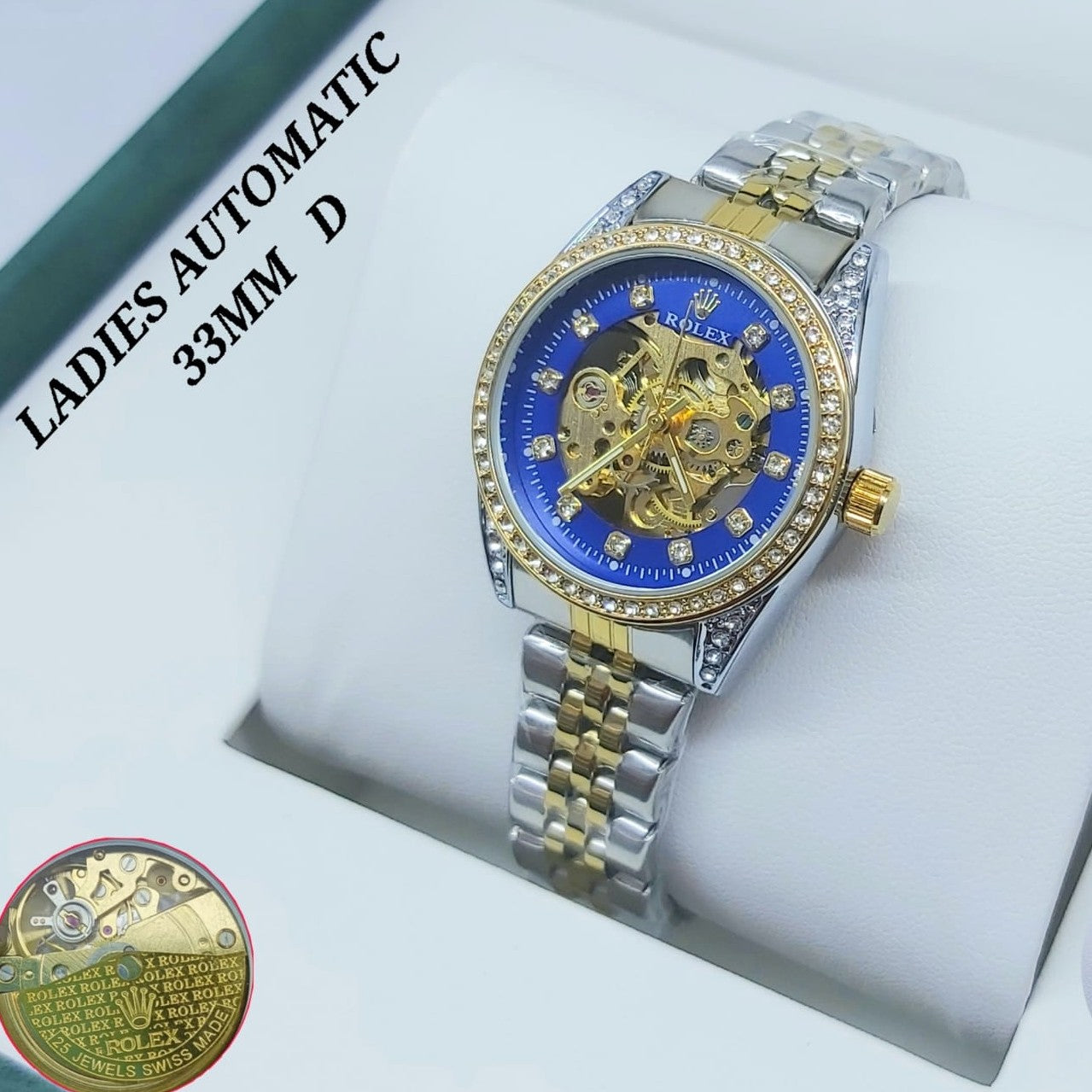 LUXURY ROLEX LADIES FULL AUTOMATIC STAINLESS STEEL COLOUR GUARANTEED ORIGINAL BOX NOW ALLOVER IN OMAN | ROLEX AUTOMATIC L 1555337