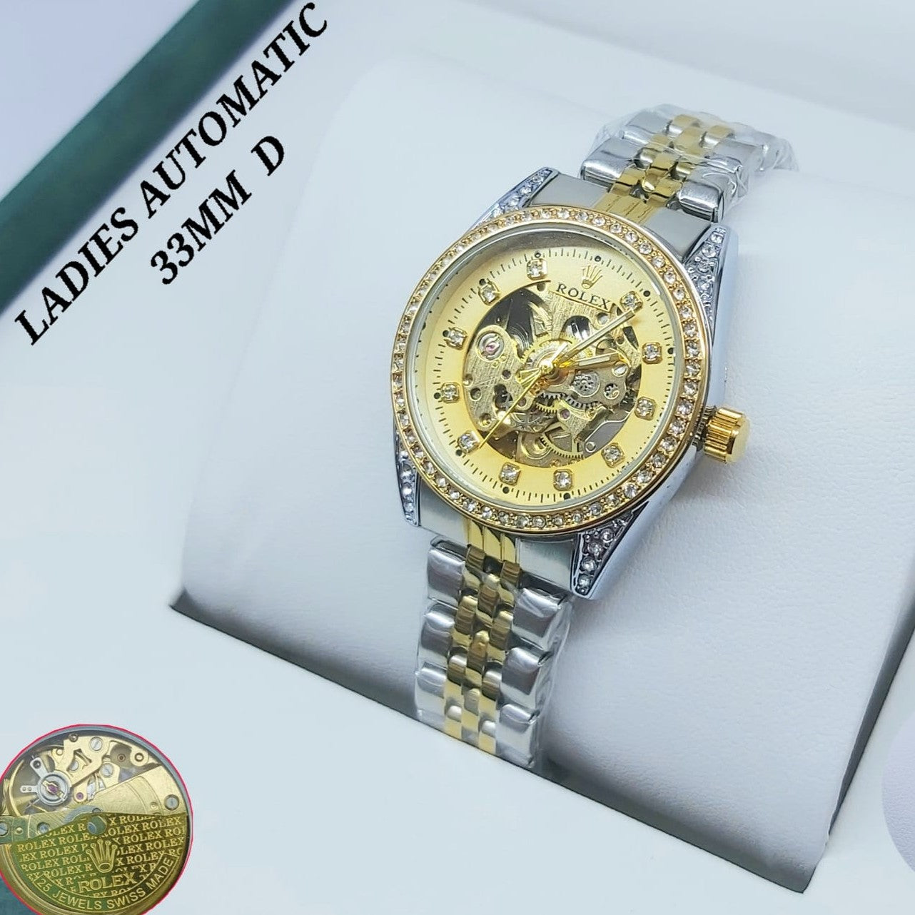 LUXURY ROLEX LADIES FULL AUTOMATIC STAINLESS STEEL COLOUR GUARANTEED ORIGINAL BOX NOW ALLOVER IN OMAN | ROLEX AUTOMATIC L 1555338