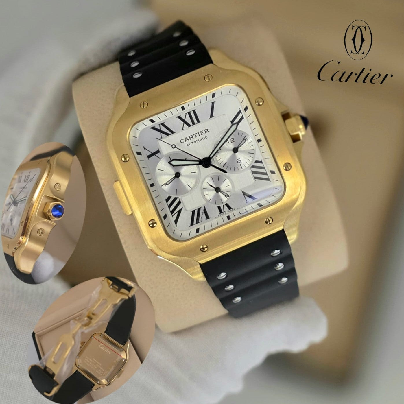 LUXURY CARTIER SANTOS DE VERY EXCLUSIVE  STRAP SLIM FIT AUTOMATIC SWIP MOVEMENT | CARTIER SANTOS AUTOMATIC 15797753