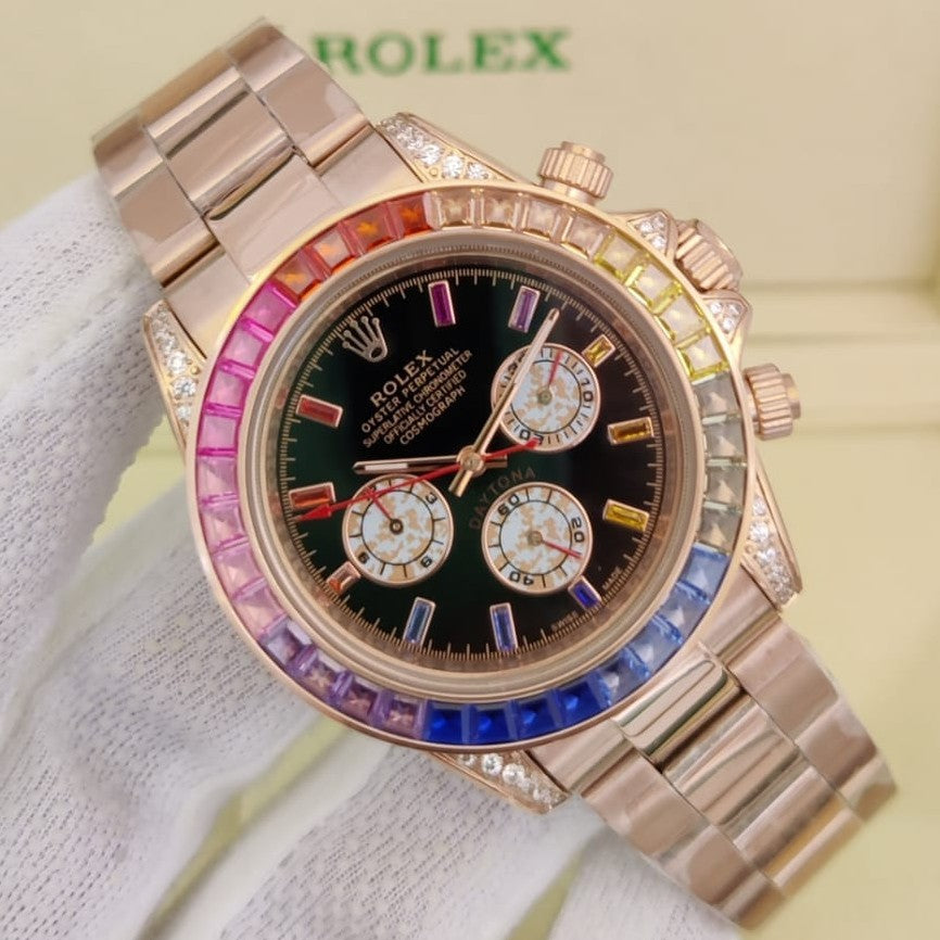 LUXURY ROLEX RAINBOW MASTER STEEL  EXCLUSIVE ROYAL WATCH  WITH ORIGINAL ROLEX  BOX|ROLEX RAINBOW  133379791