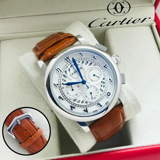 LUXURY CARTIER CHRNOGRAPH WITH LEATHER STRAP VERY EXCLUSIVE HIGH PERFORMANCE WATCH | CARTIER CHRNO 1779931