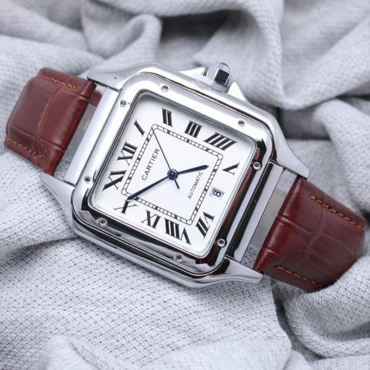 CARTIER MENS WATCH WITH LEATHER STRAP STYLISH LOOK | CARTIER 4432