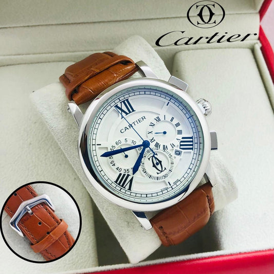 LUXURY CARTIER CHRNOGRAPH WITH LEATHER STRAP VERY EXCLUSIVE HIGH PERFORMANCE WATCH | CARTIER CHRNO 1779933
