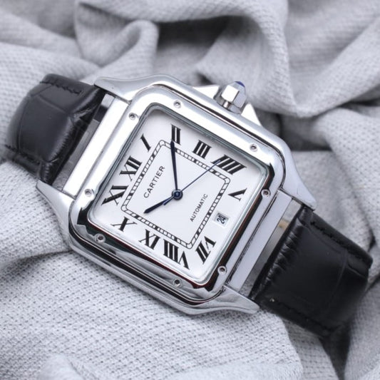 CARTIER MENS WATCH WITH LEATHER STRAP STYLISH LOOK | CARTIER 4434