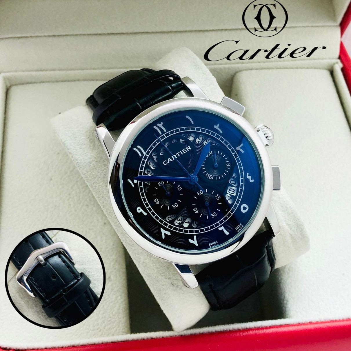 LUXURY CARTIER CHRNOGRAPH WITH LEATHER STRAP VERY EXCLUSIVE HIGH PERFORMANCE WATCH | CARTIER CHRNO 1779935