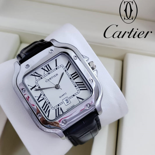 NEW EXCLUSIVE CARTIER WATCH WITH LEATHER STRAP NEW SHAPE  | CARTIER LEATHER 199355