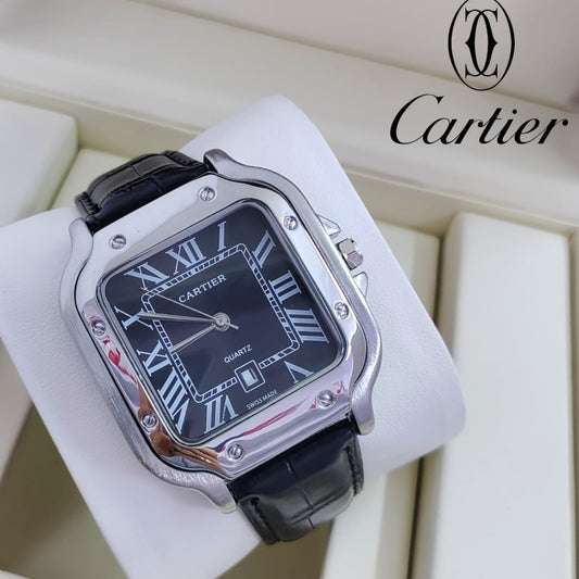 NEW EXCLUSIVE CARTIER WATCH WITH LEATHER STRAP NEW SHAPE  | CARTIER LEATHER 199356