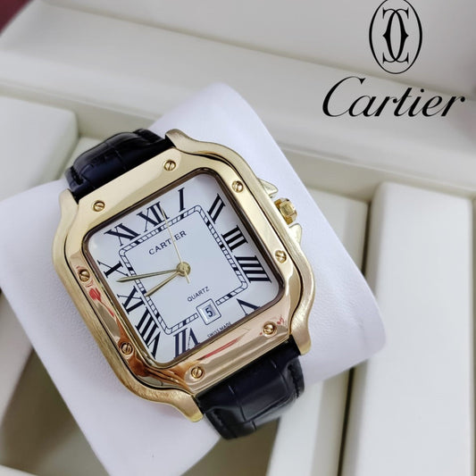 NEW EXCLUSIVE CARTIER WATCH WITH LEATHER STRAP NEW SHAPE  | CARTIER LEATHER 199357