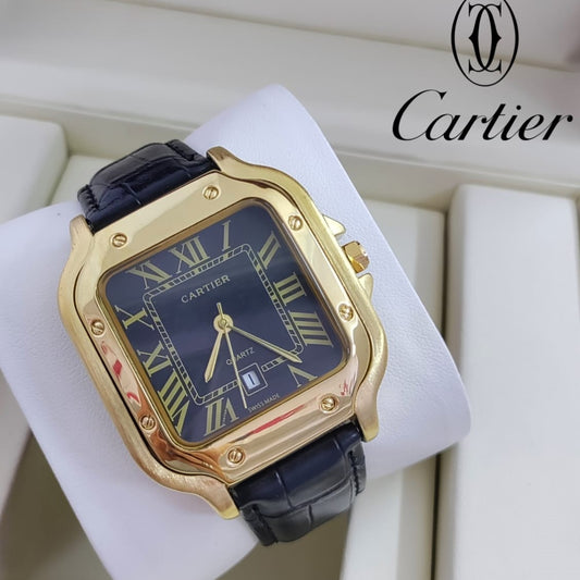 NEW EXCLUSIVE CARTIER WATCH WITH LEATHER STRAP NEW SHAPE  | CARTIER LEATHER 199358
