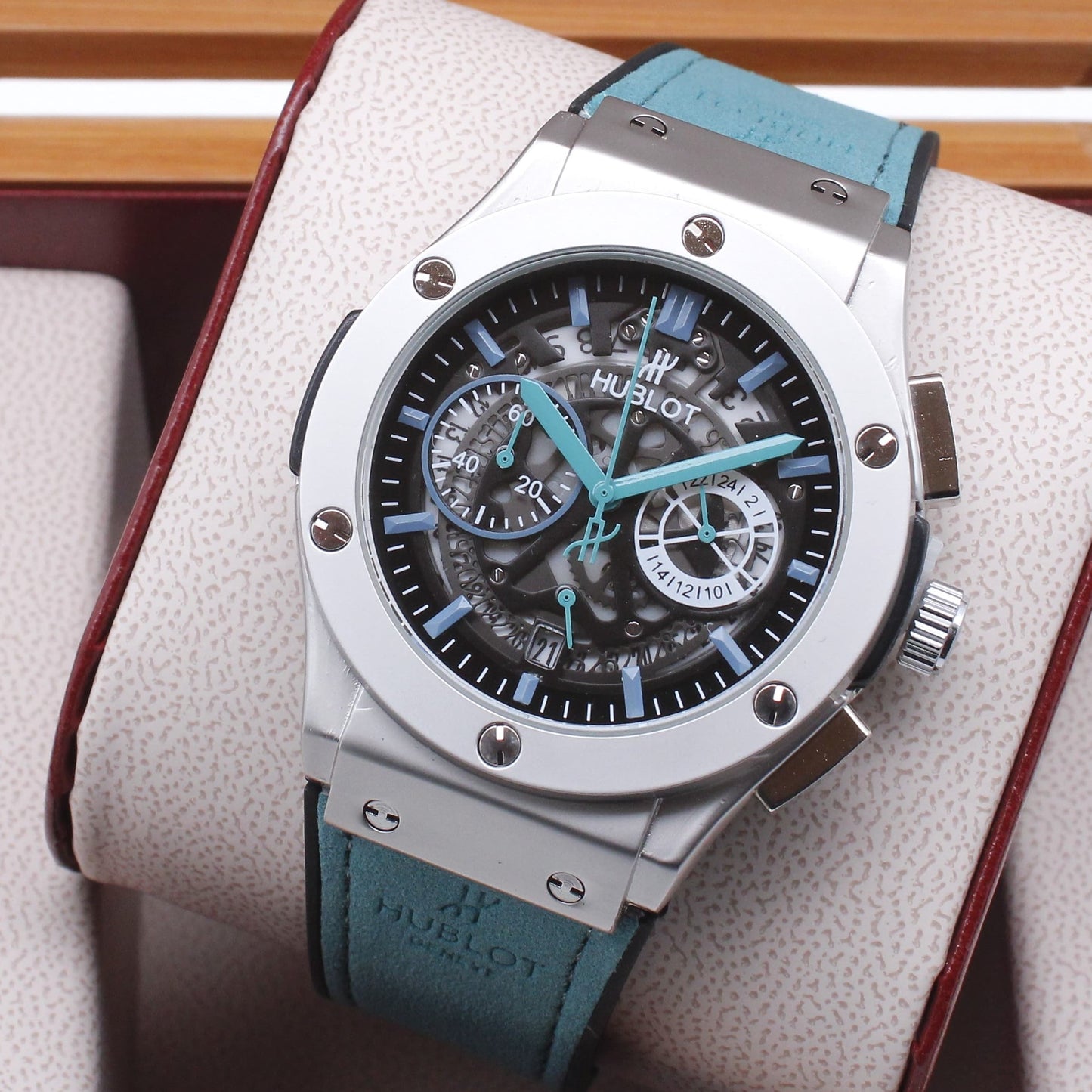 HUBLOT THE PREMIUM QUALITY WATCH JUST ARRIVED WITH 1 YEAR SERVICE WARRANTY| HUBLOT MEN 998534